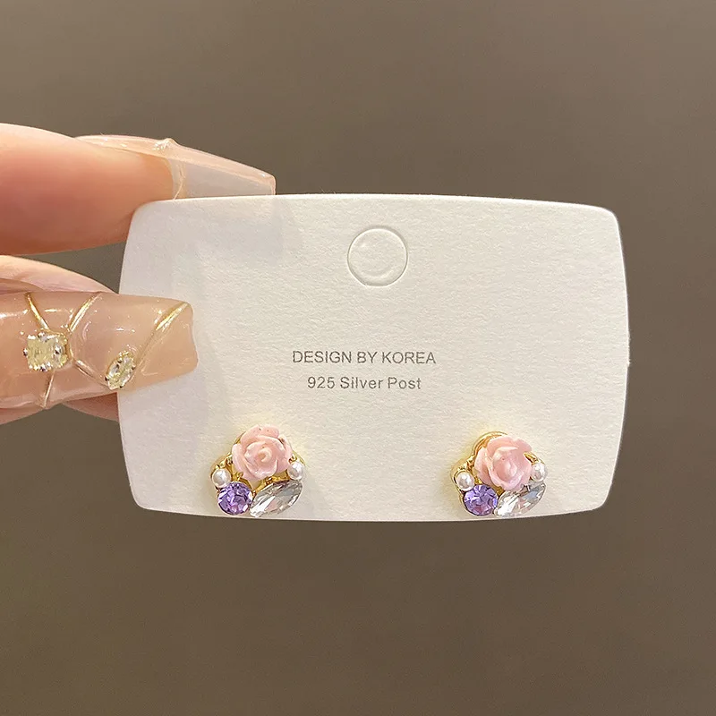 

HEYu Pink Flower Pearl Earrings for Women 2023 New INS Trendy Party Stud Earring Korea Style Elegant Simple Jewelry Accessories
