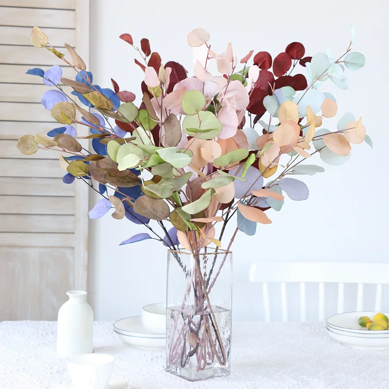 

7 sticks per pack Colorful simulate Apple leaves ins style artificial plant leaf autumn single Eucalyptus leaf