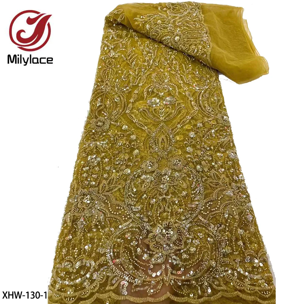 Новейшая кружевная ткань из бисера 2023 Высококачественная африканская с