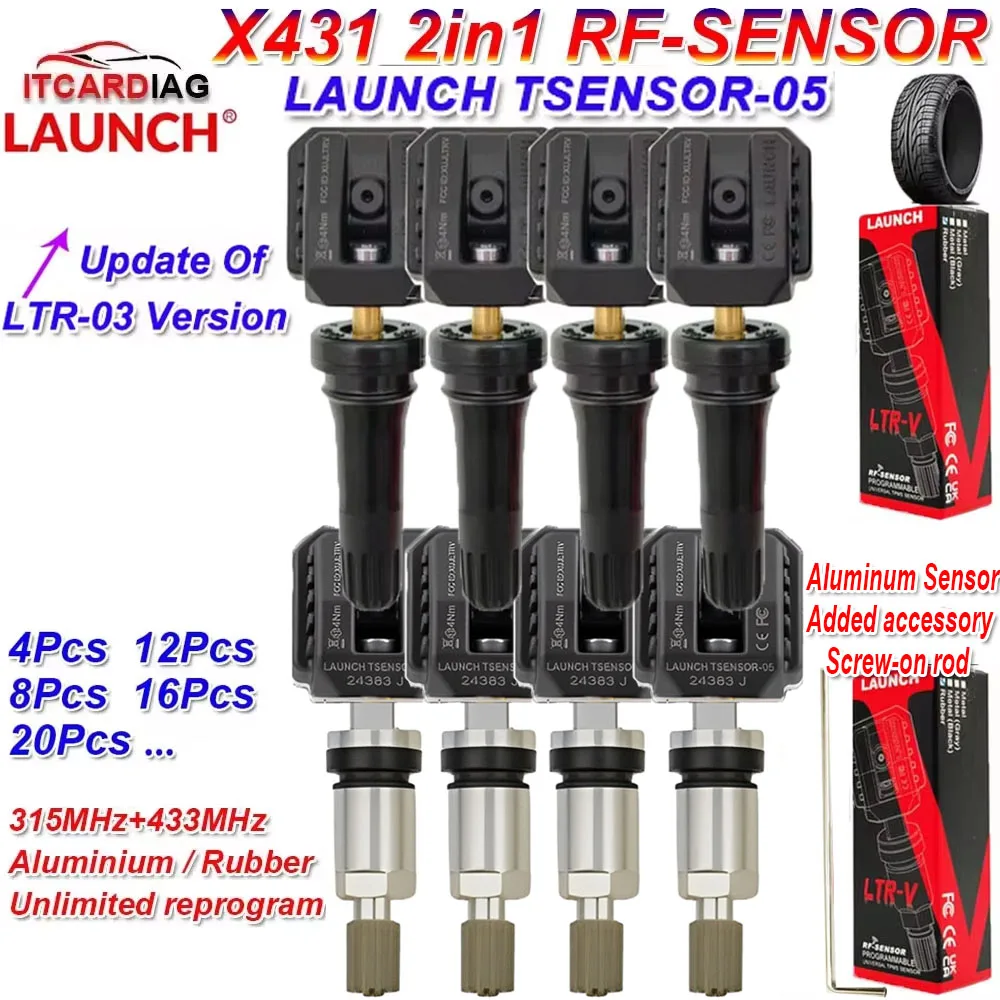 Фото LAUNCH X431 LTR-05 РЧ-датчик 2в1 315 МГц/433 МГц LTR-V Алюминиевый датчик TPMS Инструменты для ремонта шин Сканер работает с TSGUN I-TPMS и т. д. №1