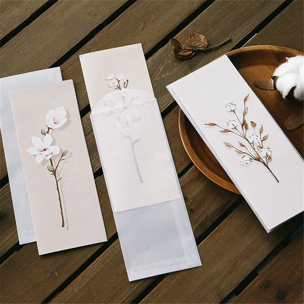 

6pcs/pack Flower Translucent Envelope Letter Set Wedding Party Invitation Card Stationery Paper School Writing Supplies