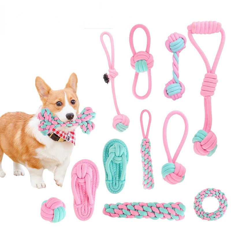 

Dog Toy Pet Toy Bite Resistant Cotton Rope Knot Toys Puppy Molar Teething Toys Interactive Dog Chew Toys Pet Cleaning Teeth Toy