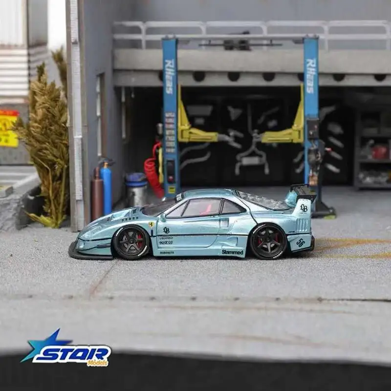 Фото STAR 1:64 LBWK F40 Ice Blue Maggic Фиолетовая модель автомобиля Соберите миниатюрные игрушки с открытым капюшоном, литой под давлением №3