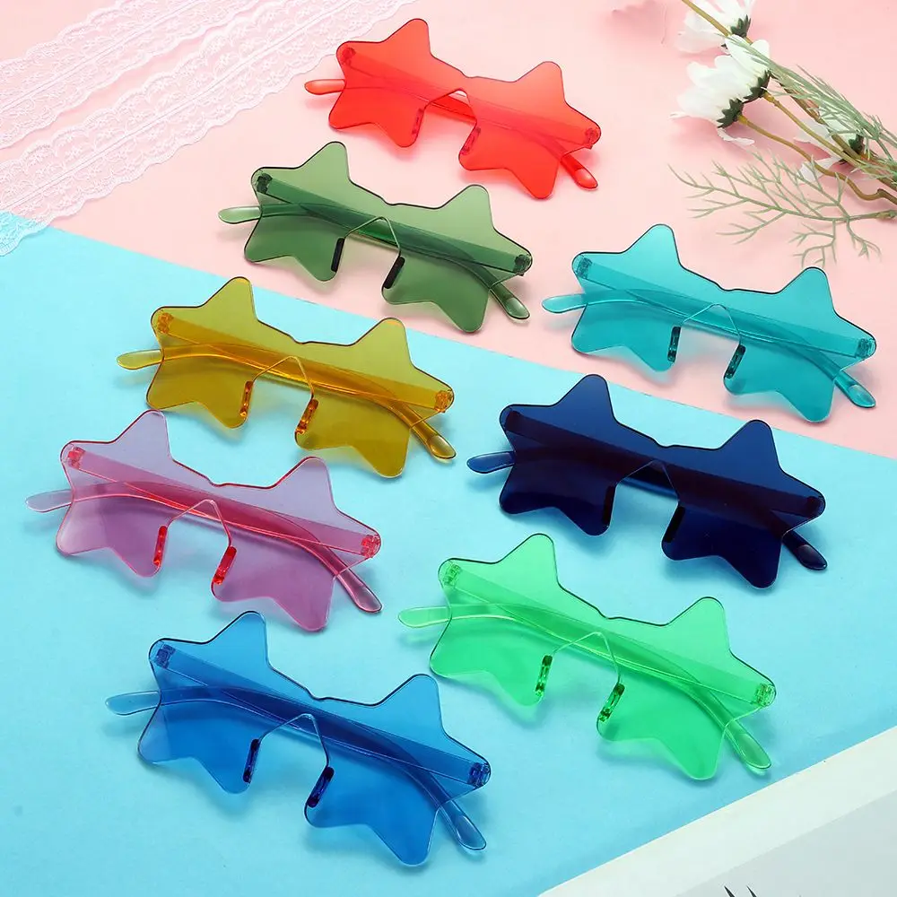 

Funny Party Glasses Eyewear Pentagram Sun Glasses for Kids Women Star Shape Rimless Sunglasses