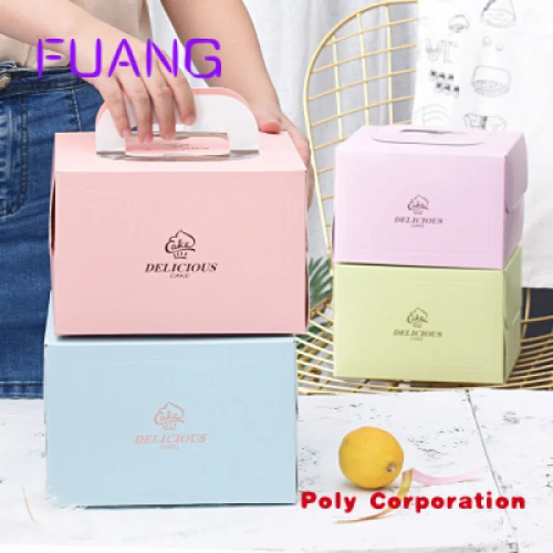 Box Paper Cake Biodegradable Dessert Box Pastry Box Paper Cake Packaging With Handle And Window