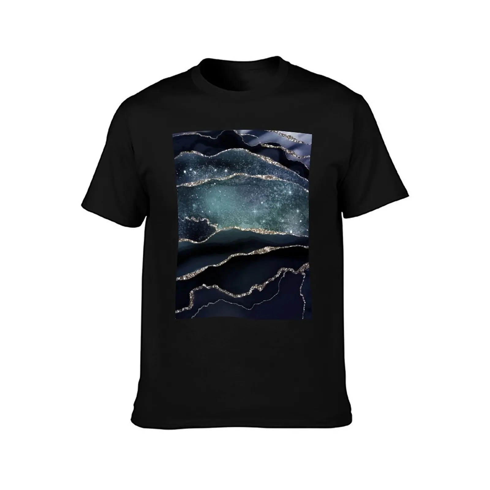 Фото Футболка Glamour Night Black Milky Way Faux Marble Galaxy для бега и занятий спортом с короткими рукавами №2