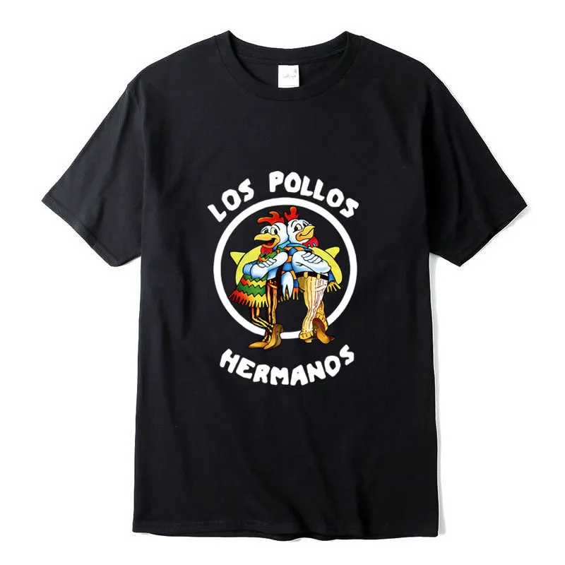 

XIN YI Men's high quality t-shirt 100% cotton short sleeve los pollos print men T shirt casual o-neck loose cool men tee tops