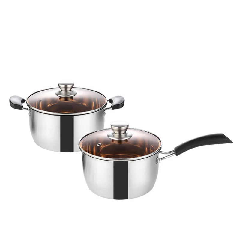 

Кастрюля из нержавеющей стали CHYIR, плотная кастрюля для супа, наборы кухонной посуды с крышкой из закаленного стекла для приготовления моло...