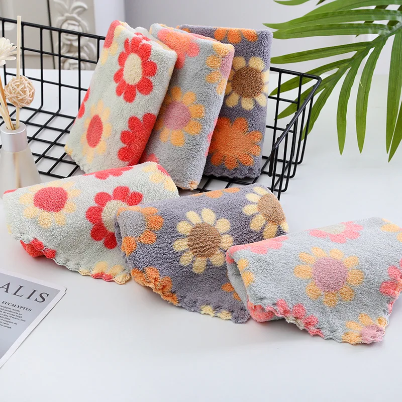 

4Pcs/Lot Coral Fleece Sunflower Cleaning Cloth Rags Absorbent Kitchen Dish Cloth Household Kitchen Cleaning Cloth Wiping Towel