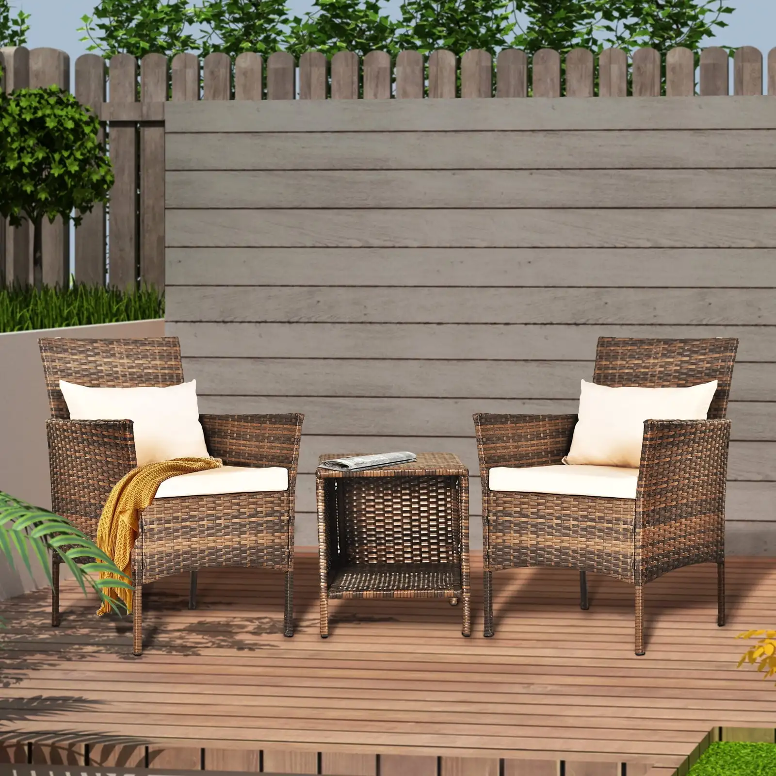 

Tappio 3 Piece Patio Conversation Bistro Set Outdoor Chat Furniture, Porch Balcony Furniture Set,