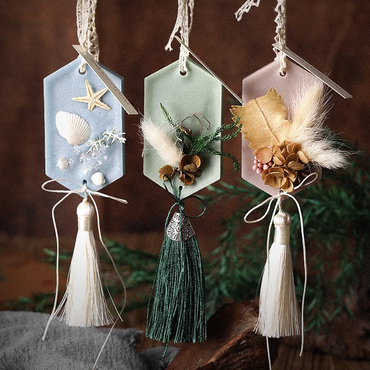 

Dry Flower Aromatherapy Wax Tablets With Tassel Scented Pendant Air Freshener Lasting Car Pendant Solid Balm Home Decoration