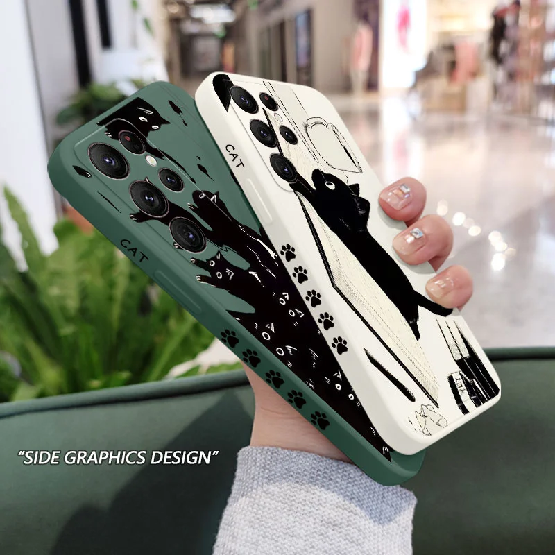 Naughty Cat Phone Case For Samsung Galaxy S23 S22 S21 S20 Ultra Plus FE S10 S9 S10E Note 20 ultra 10 9 Plus Cover