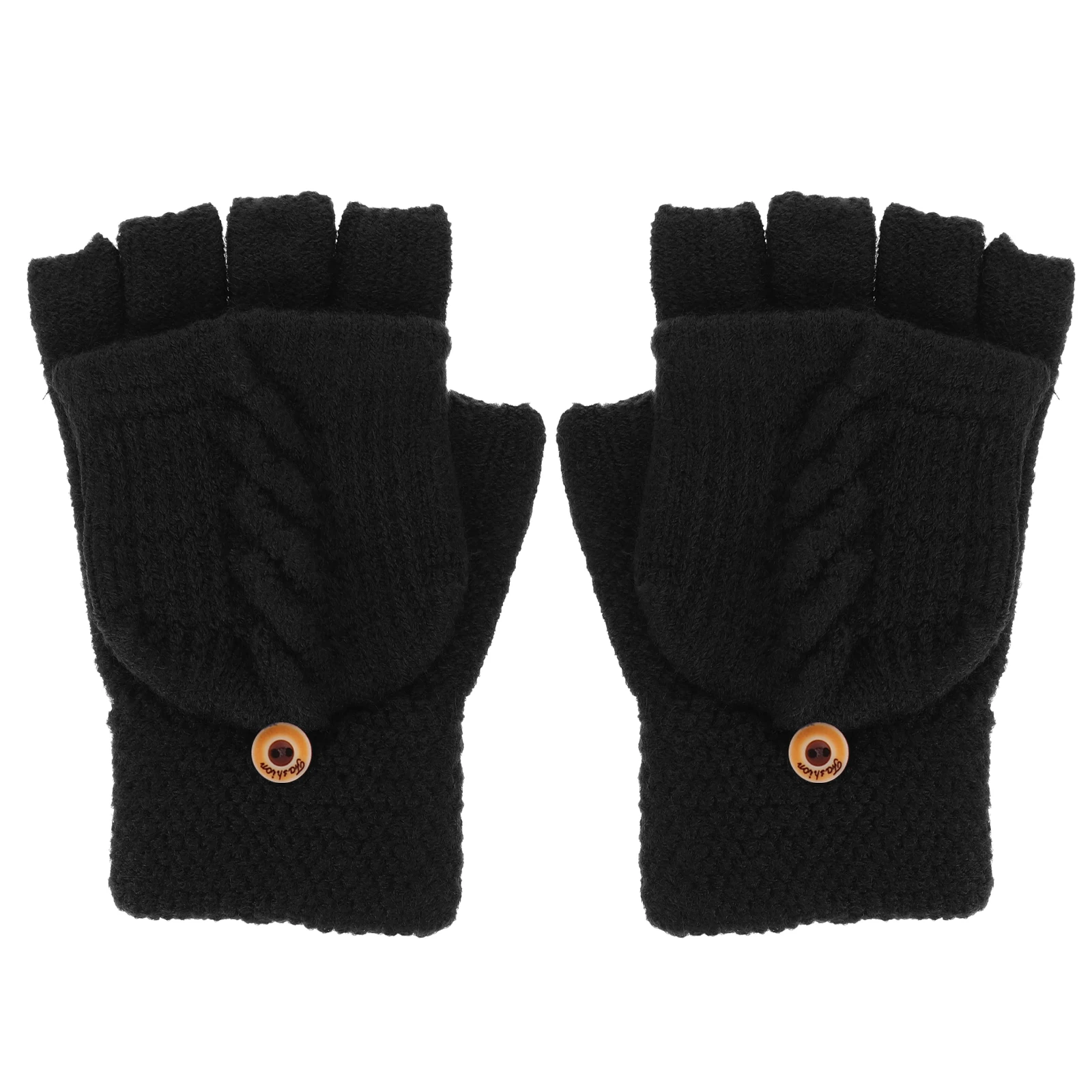 

1 Pair Fingerless Gloves Women Warm Knitted Gloves Flap Mittens Convertible Fingerless Gloves Warm Mittens for Women Teen Girls