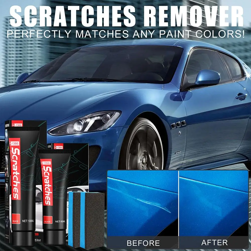 

60/100ml Car Scratches Repair Auto Paint Care Polishing Cream Paste Scratch Remover Repair Agent Gift Sponge For Free K1Q8