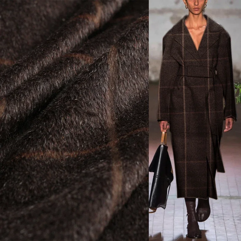 Redraspberry клетчатая альпака шерстяная ткань с длинными волосами Женское зимнее