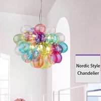 post modern chandeliers colorful glass ball glossy led indoor lighting bedroom furniture decor dining living room pendant lamps
