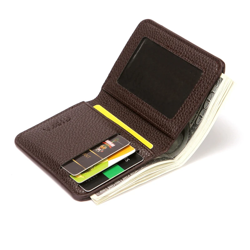 

2022 New Ultra-thin Soft Wallet Pu Leather Lychee Grain Mini Credit Card Wallet Men's Card Case Men's Short Bill Card Case
