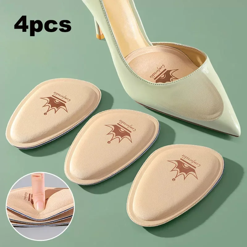 

4pc Women Forefoot Pad Relief Forefoot Insert Half Size Insoles Non-slip Sole Shoe Breathable Sweat Absorbing Foot Pads for Shoe