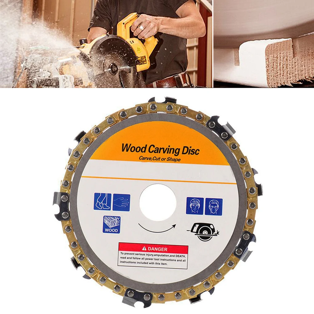 5 Inch Angle Grinder Chain Disc 4 Inch Woodworking Circular Saw Blade Carving Chain Disc High-Speed Grinding Sanding Saw Tools