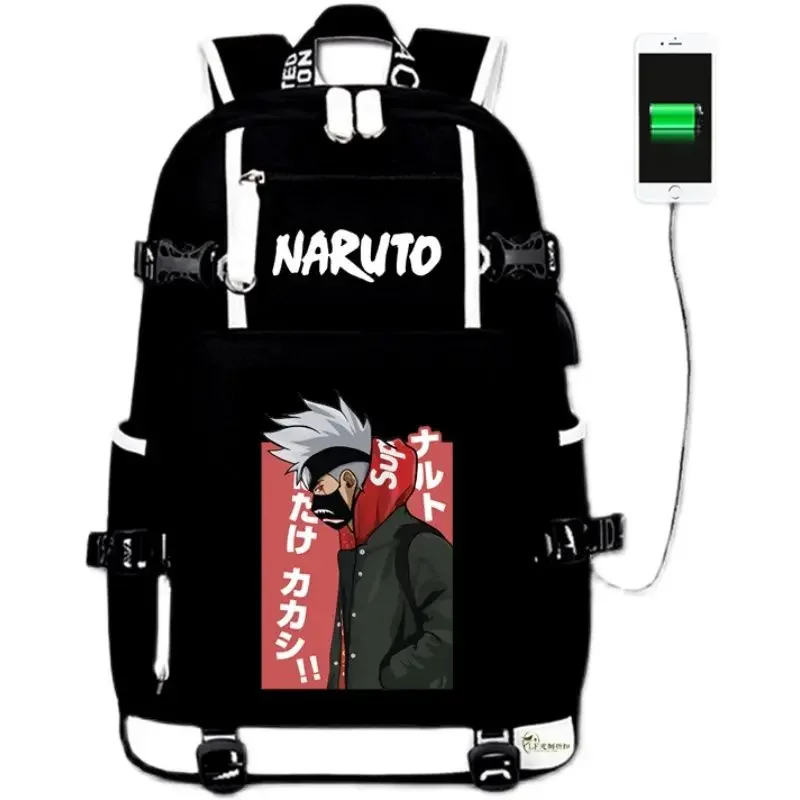 

Naruto School Bag Uchiha Itachi Sasuke Naruto Kakashi Anime Peripheral Charging Backpack Primary and Secondary School School Bag