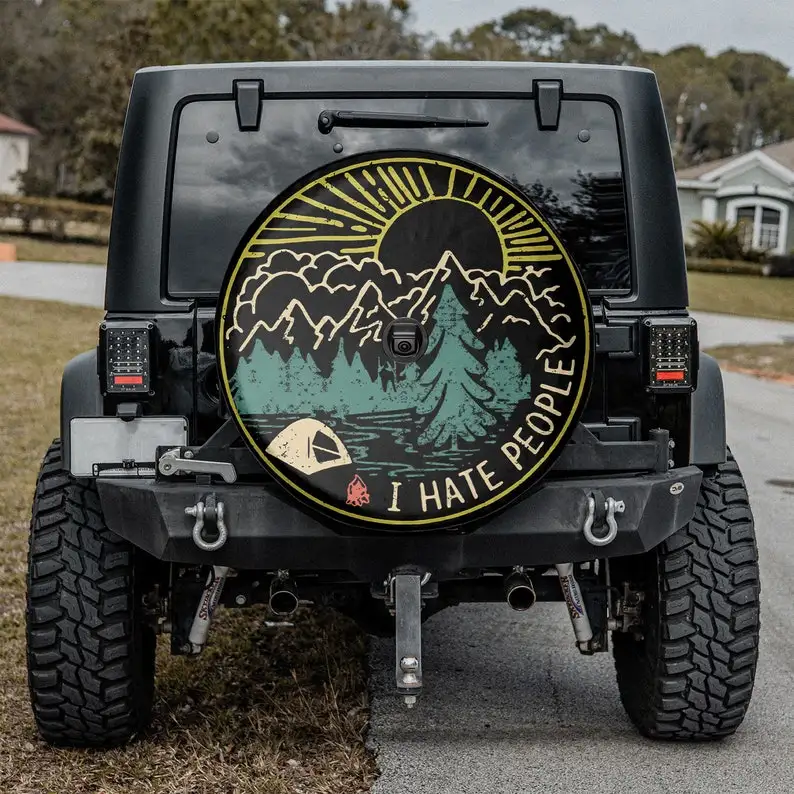 

I Hate People - Happy Camper Personalized Gifts, Car Wrap, Car decor, gifts For her, Car Accessories, Spare Tire Cover, Valentin