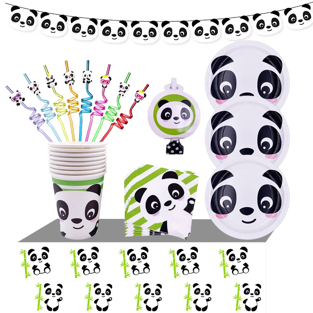 With Panda Paper Plates Cups Napkins Straws Banner For Panda
