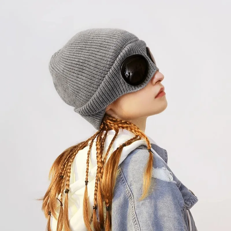 Новая осенне-зимняя мужская и женская вязаная теплая шапка-пилот в одном стиле INS