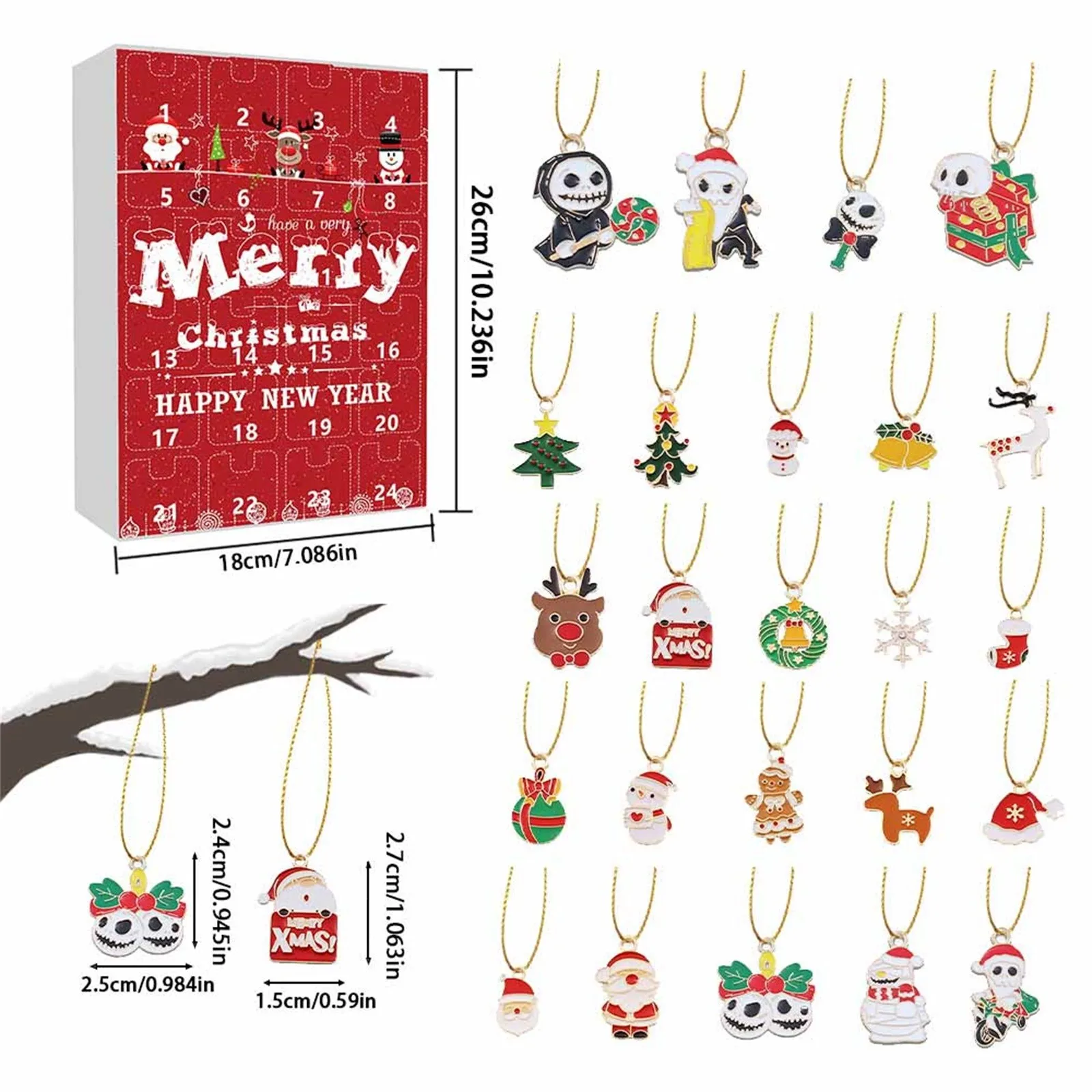 Календарь с навесом на новый год 2024 24 Рождественские акриловые украшения