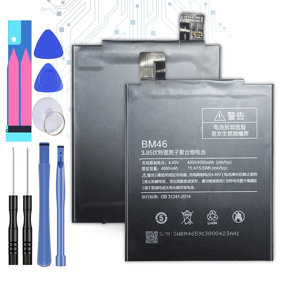 

For BM46 High Capacity 4000mah Mobile Phone BM 46 Battery For Xiaomi Redmi Note 3 3Pro note3 Pro/Prime Battery+Free Tools