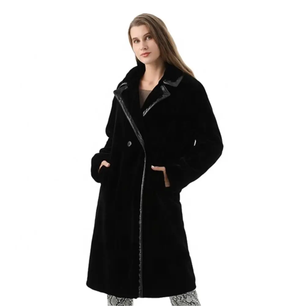 Women Winter Warm Real Fur Jacket Luxury double-breasted Lapel Long Real Fur Coat Leisure Soft Coats Woman Winter 2022