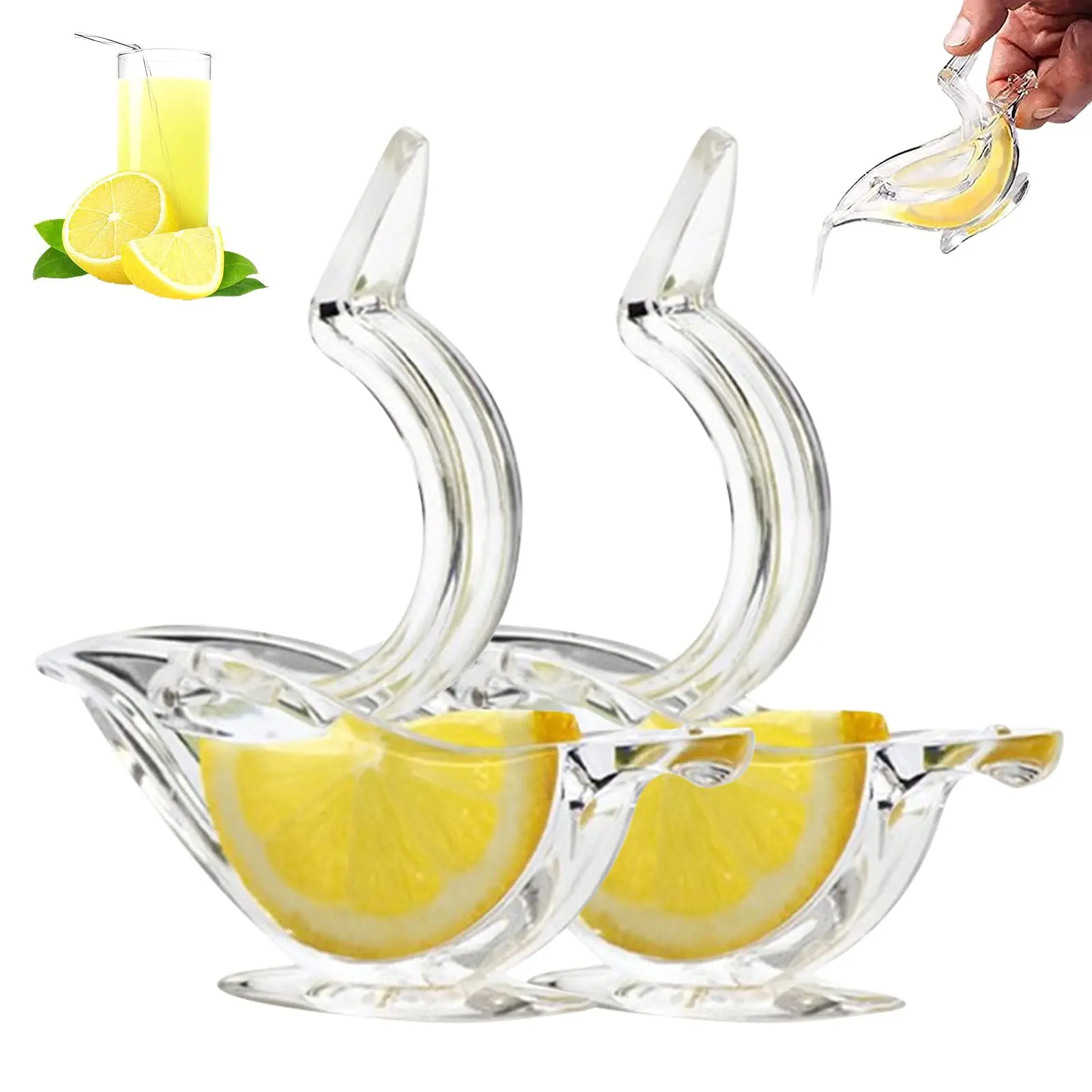 

2PC Manual Lemon Juicer Acrylic Manual Lemon Slice Squeezer Portable Transparent Fruit Juicer Elegance Bird Shape Hand Juicer