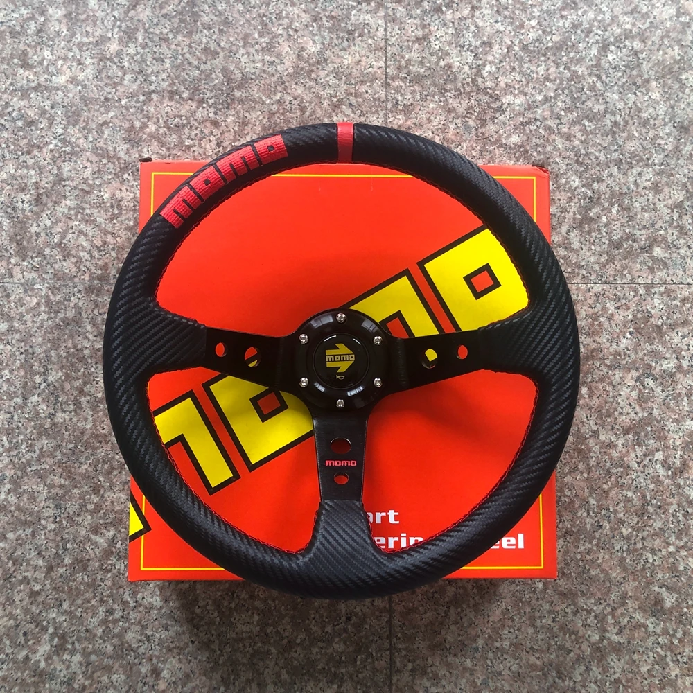 14-дюймовый универсальный гоночный руль MOMO Car Rally Drift из углеродистой кожи JDM Volantes