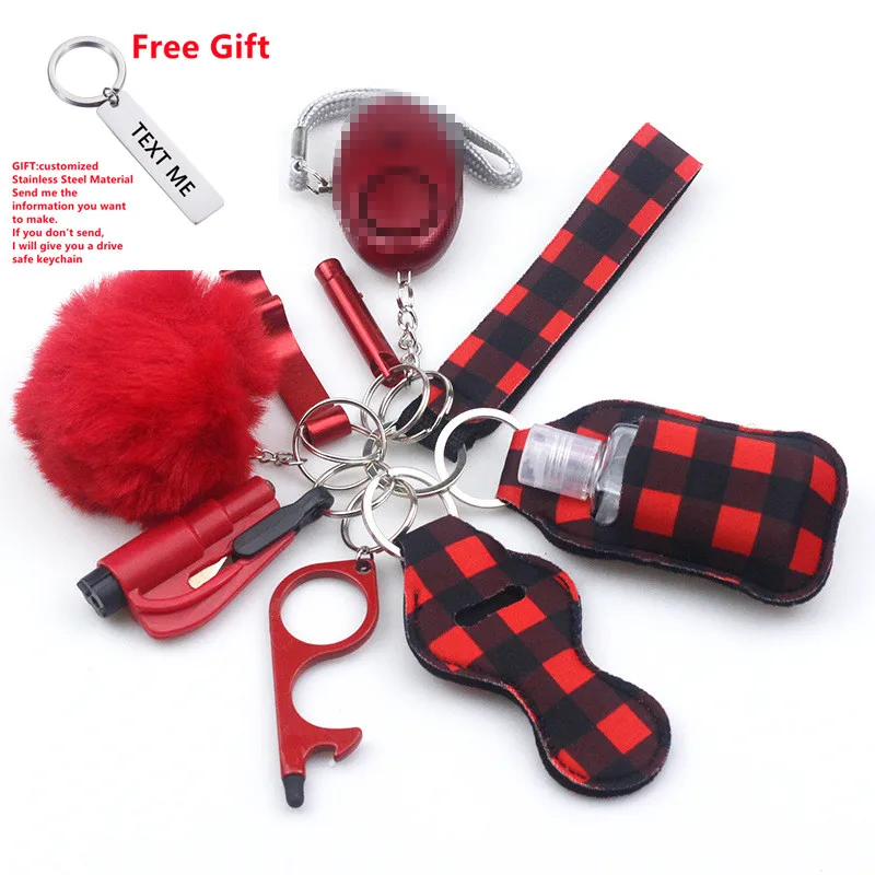 Free Customized Gift 10pcs Women Security Alarm Self-Defence Keychain Set Multi-Function Keyring Girl's Safety Insurance Gifts images - 6
