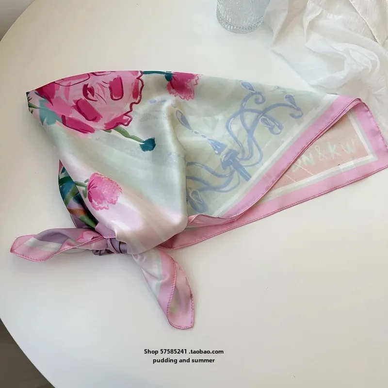 Элегантный романтический лавандовый большой квадратный шелковый шарф