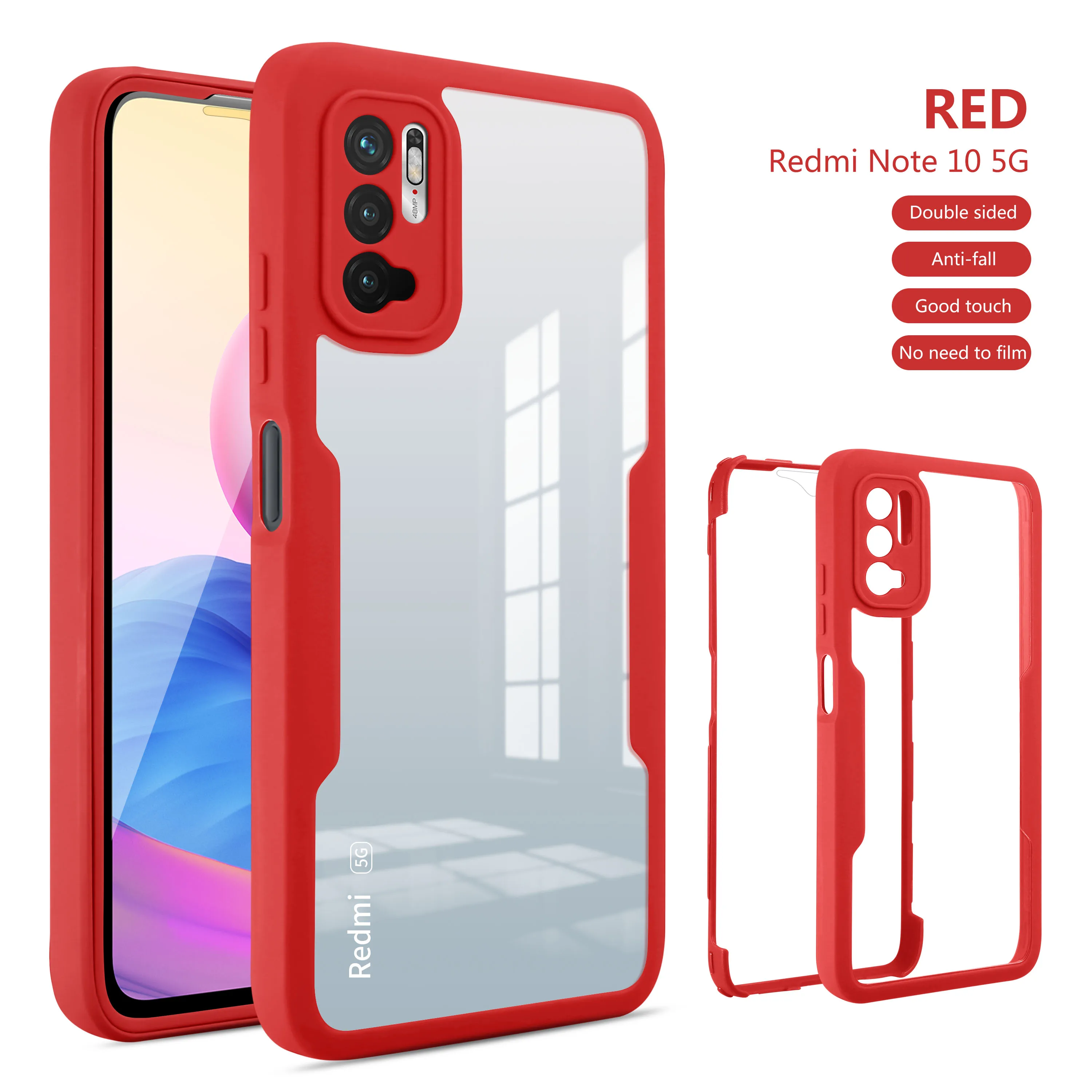 

Front Film+Back Cover For Xiaomi Redmi Note 10S 10 Pro Max Lite 4G 5G 10 Prime 10X 10T 360 All-inclusive Shockproof Phone Case
