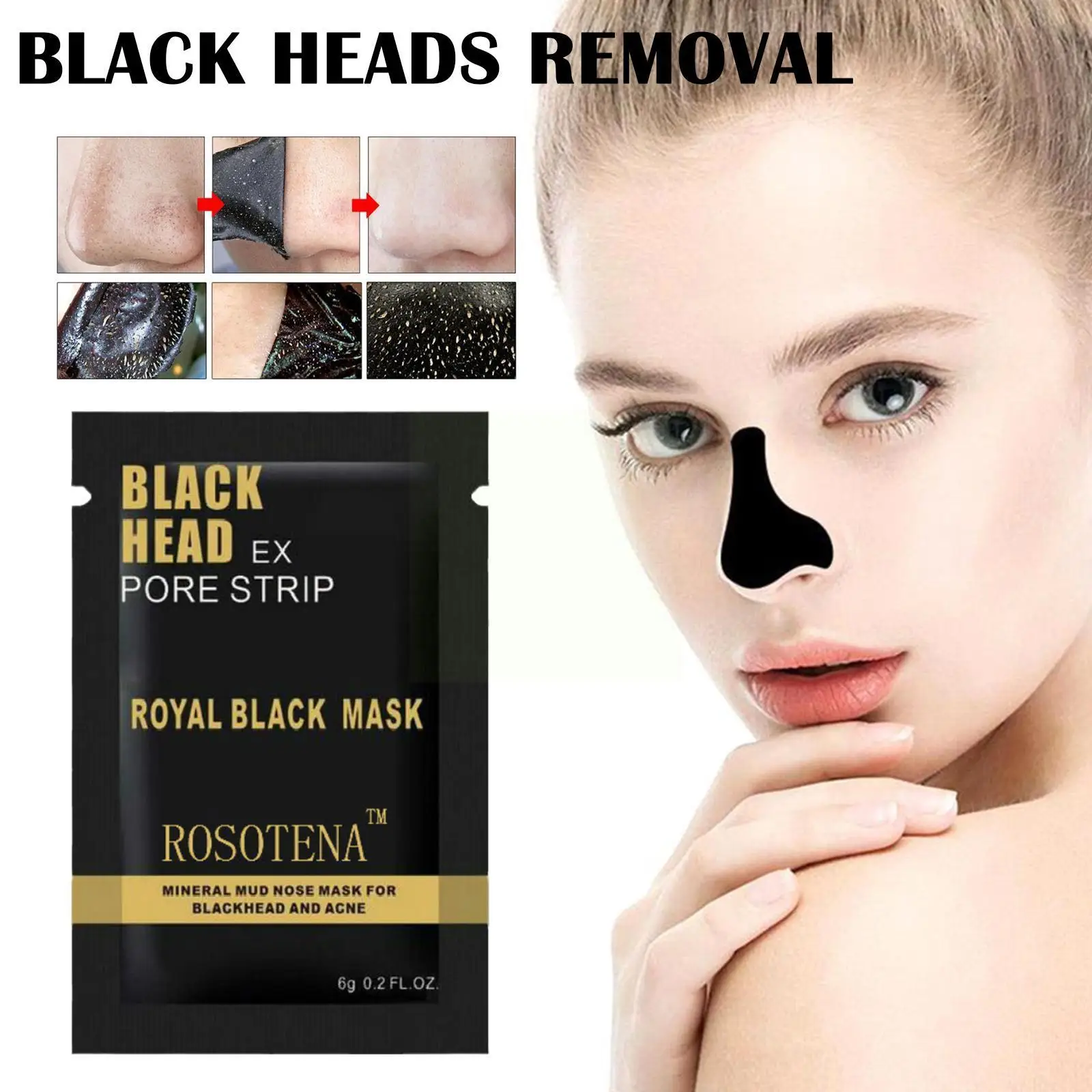 

10pc Bamboo Charcoal Blackhead Mask Blackhead Spots Clean Nose Treatment Strip Sticker Acne Nose Mask Pore Deep Cleaner E8V8