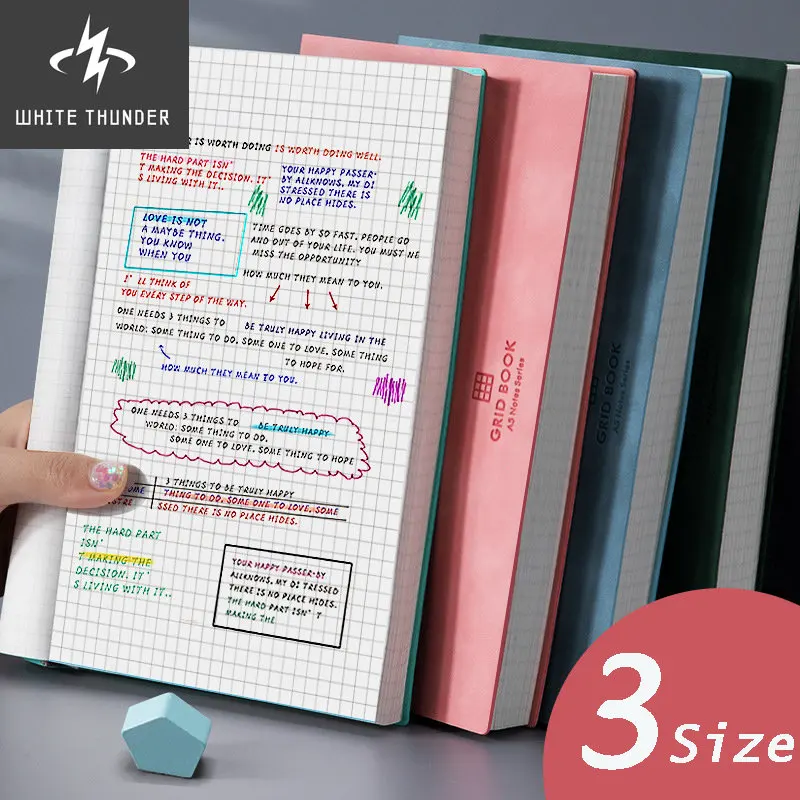 

A5/B5/A4 Notebook Thickened Large Super Thick Square Grid Book Brid Diary Notebooks Diary Grid Book