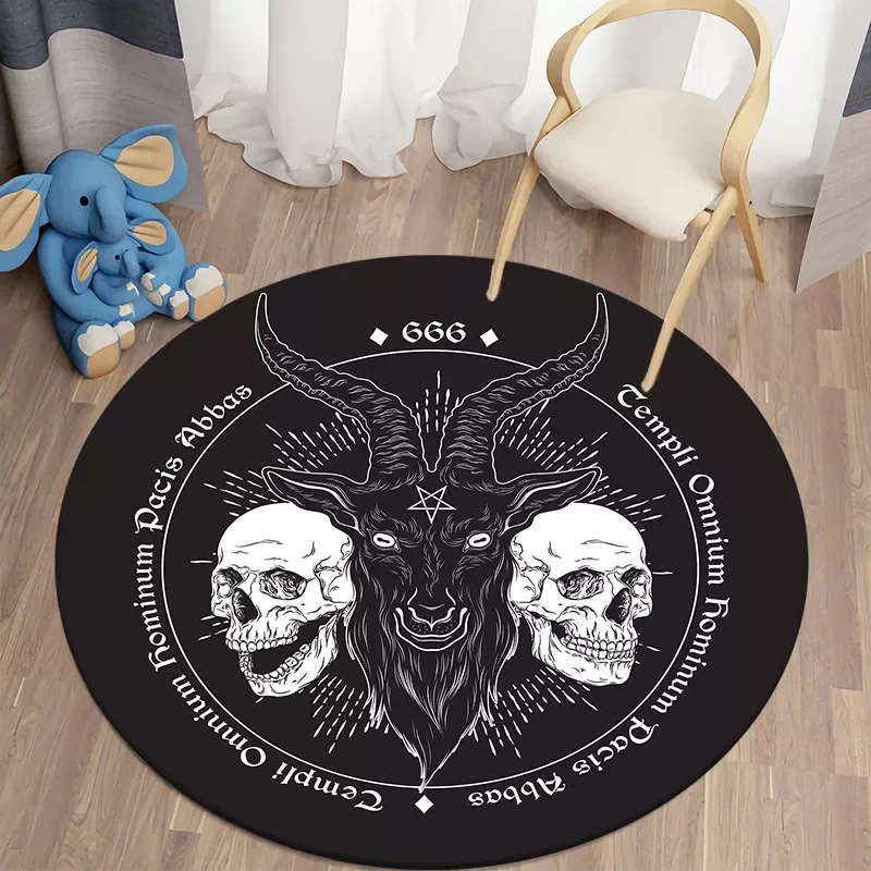 

NEW2023 Satan round living room bedroom kitchen doormat slip divination Gothic rugs living room