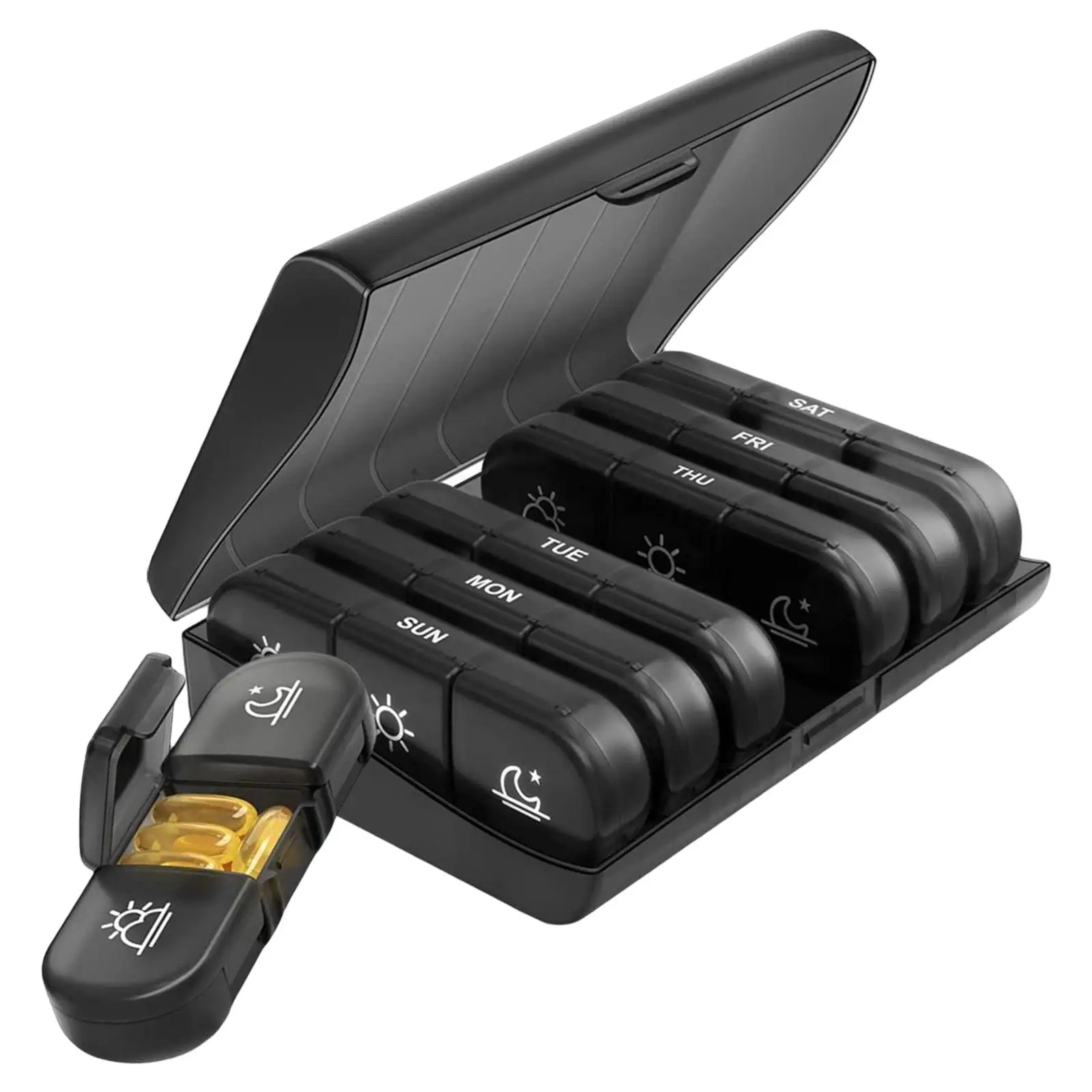 

Карманный размер, еженедельный органайзер для таблеток, 21 отсек, съемный медицинский дозатор для дома и офиса, капсула, витамин, путешествие...