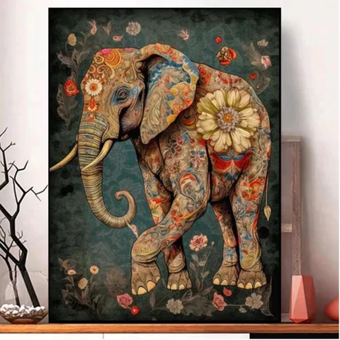 Алмазная 5d-мозаика с изображением слона