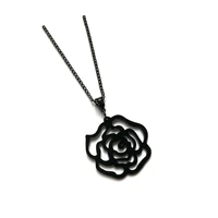 black rose gothic necklace victorian pendant fashion jewelry romantic valentine gift for girlfriend