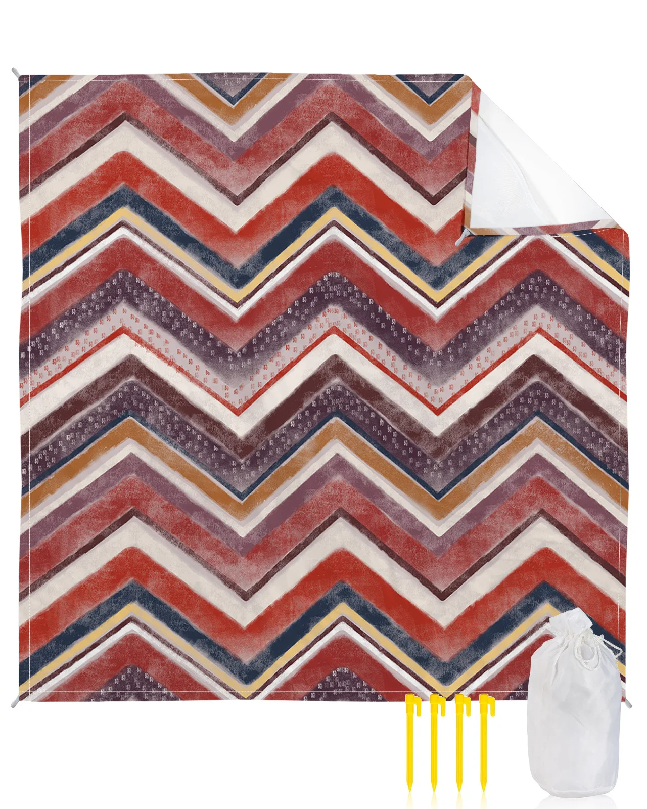 

Красный Водонепроницаемый Пляжный коврик в скандинавском стиле, уличное одеяло в полоску для кемпинга и пикника