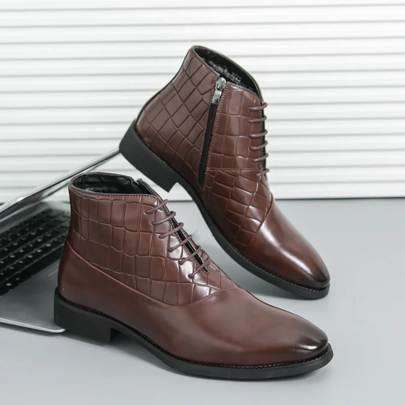 Роскошные мужские ботинки удобная кожаная обувь для успешного костюма