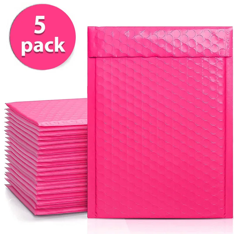 

5pcs Rose Pink Bubble Mailers Shipping Bags Bubble Wrap Delivery Package Packaging Envelopes for Shipping Protection Waterproof