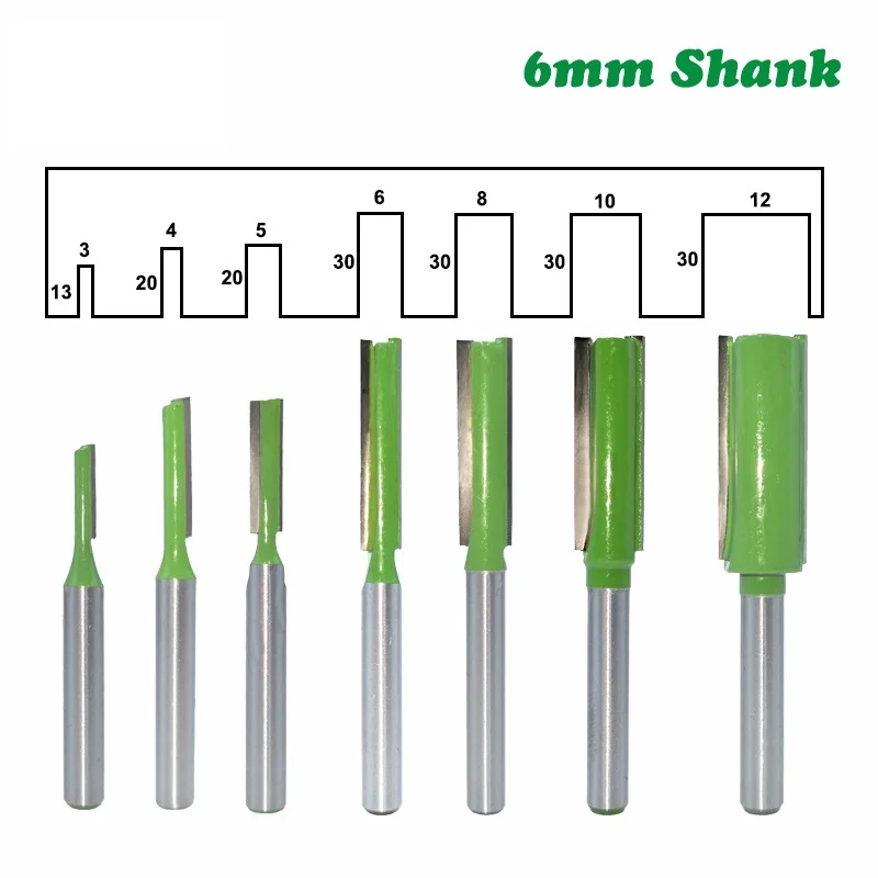 

7pcs 6mm Shank Single Double Flute Straight Bit Milling Cutter for Wood Tungsten Carbide Router Bit Woodwork Tool