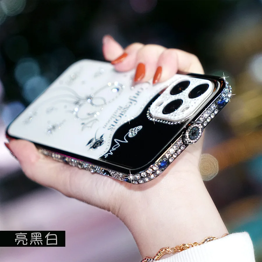 Bling Rhinestone Glitter Crystal Dimond Bumper Case For Iphone 13 12 11 Pro Xs Max Case Metal Cover For Iphone 7 8 Plus X Xr
