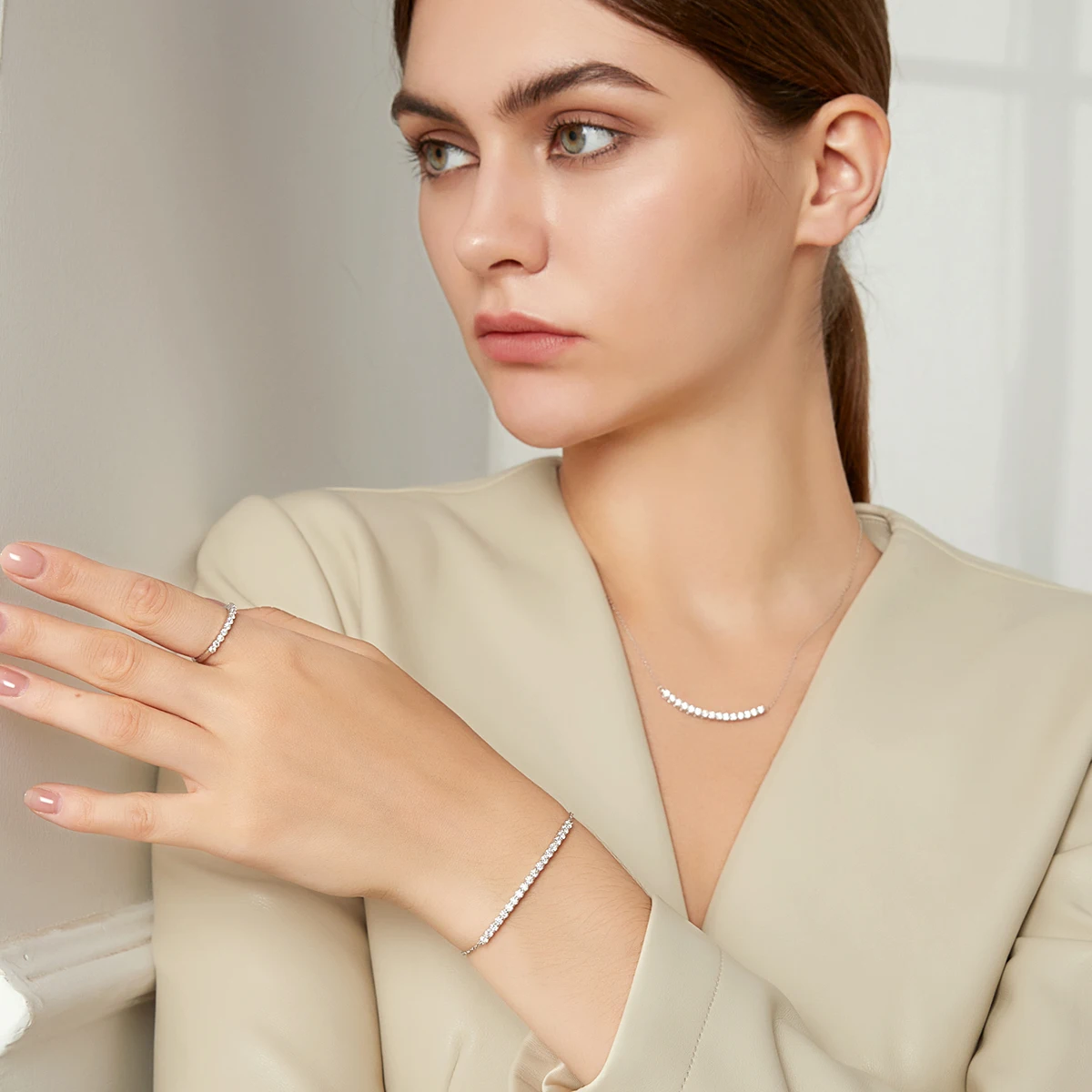 1.14 Каратный Роскошный Браслет с Моиссанитом S925 Серебро Женский Тонкий Круглый Вырез Лабораторный Алмаз Звено Высококачественные Украшения.