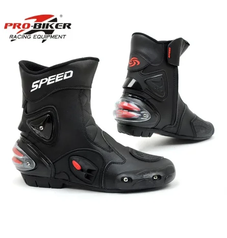 Men Motorcycle Racing Boots Leather Motorcycle Riding Shoes Motorbike Motocross Off-Road Moto Boots SPEED BIKERS