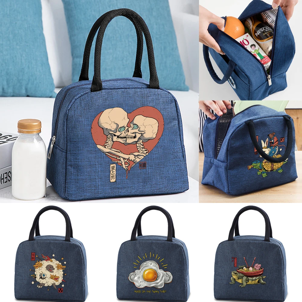 

Insulated Lunch Bag for Women Cooler Bag Portable Lunch Box Ice Pack Tote Kids Picnic Case Food Bags for Work Japan Pattern