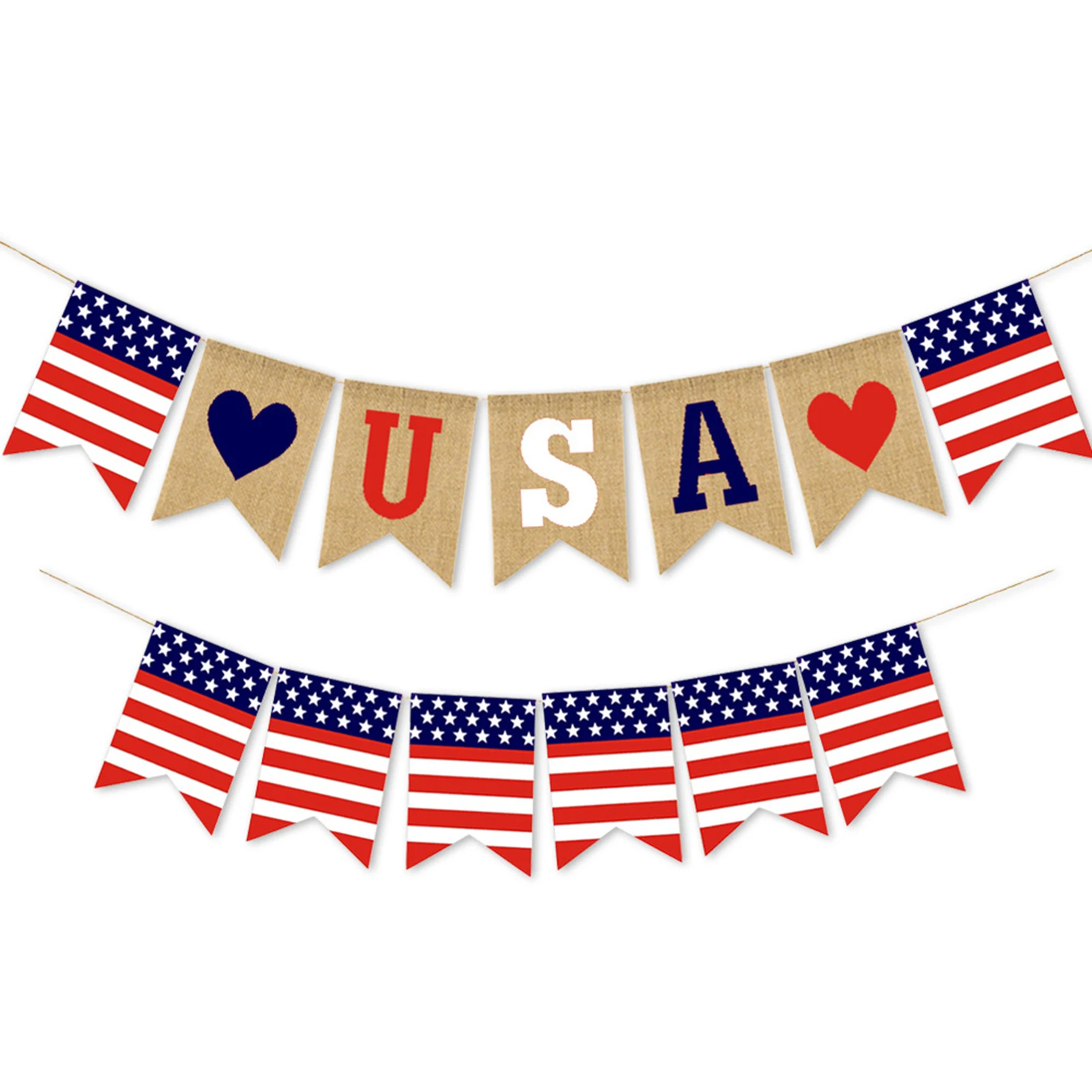 

4th Of July Decorations Bunting American Flag Independence Day 4th Of July Mantel Fireplace Decoration Rustic Patriotic Banner